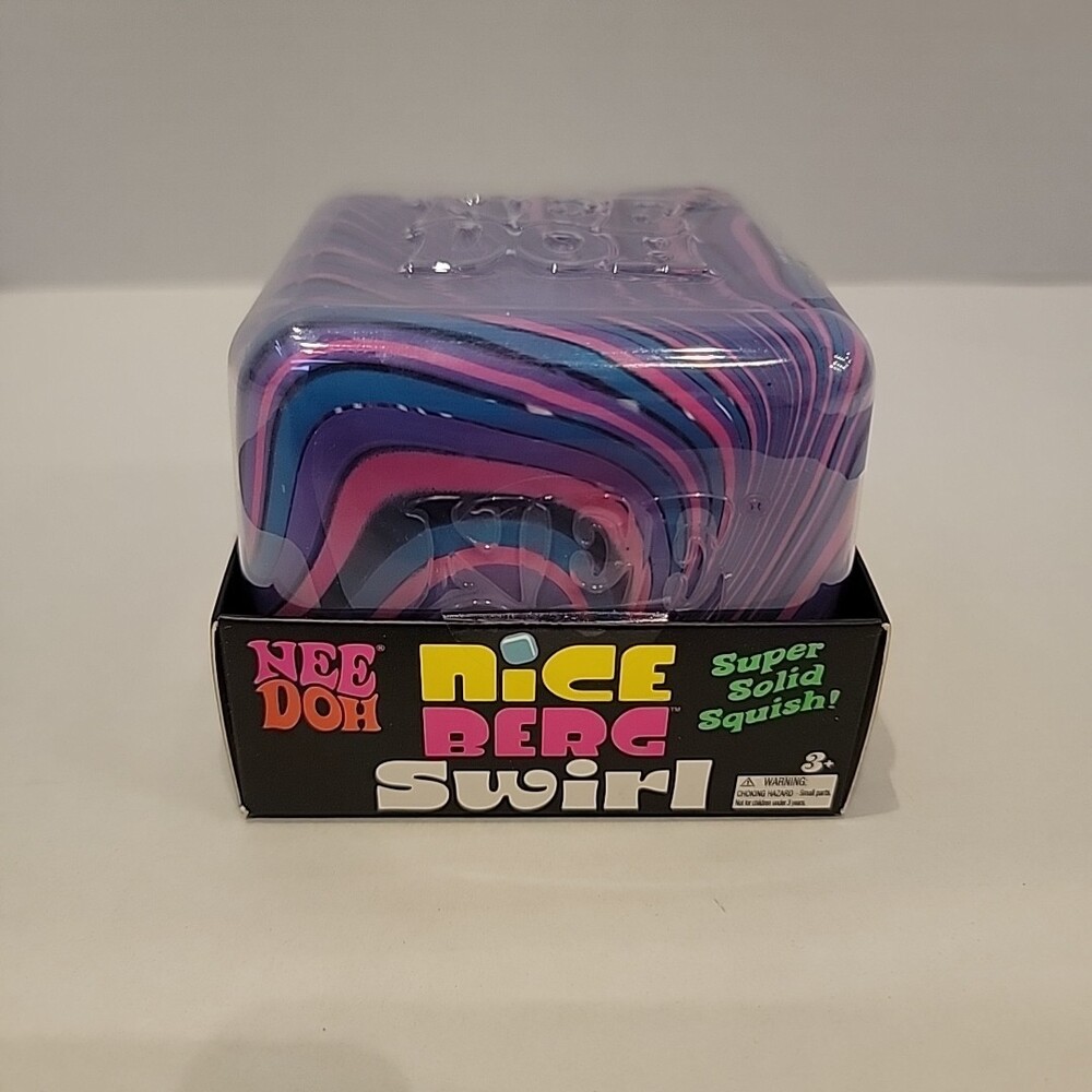 NeeDoh Nice Berg Swirl XL Giant Nee Doh Squishy Swirl Cube Pink Purple Blue